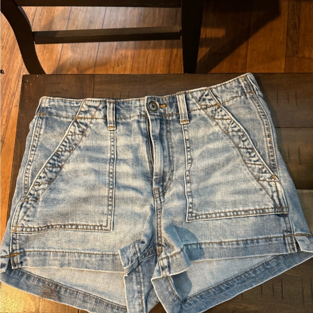 aerie elastic waist jean shorts